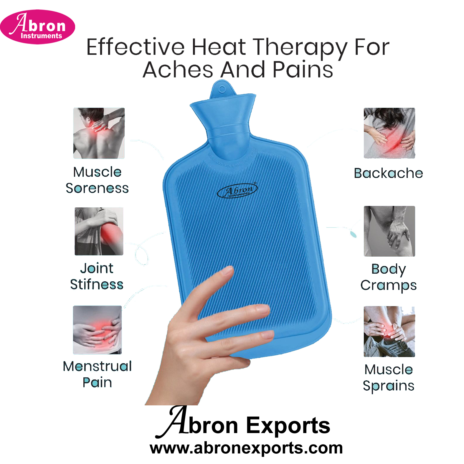 Hospital Rubber Hot Water Bottles 1 Liters Rubber Surgical Medical 10pc Abron ABM-2532B1 